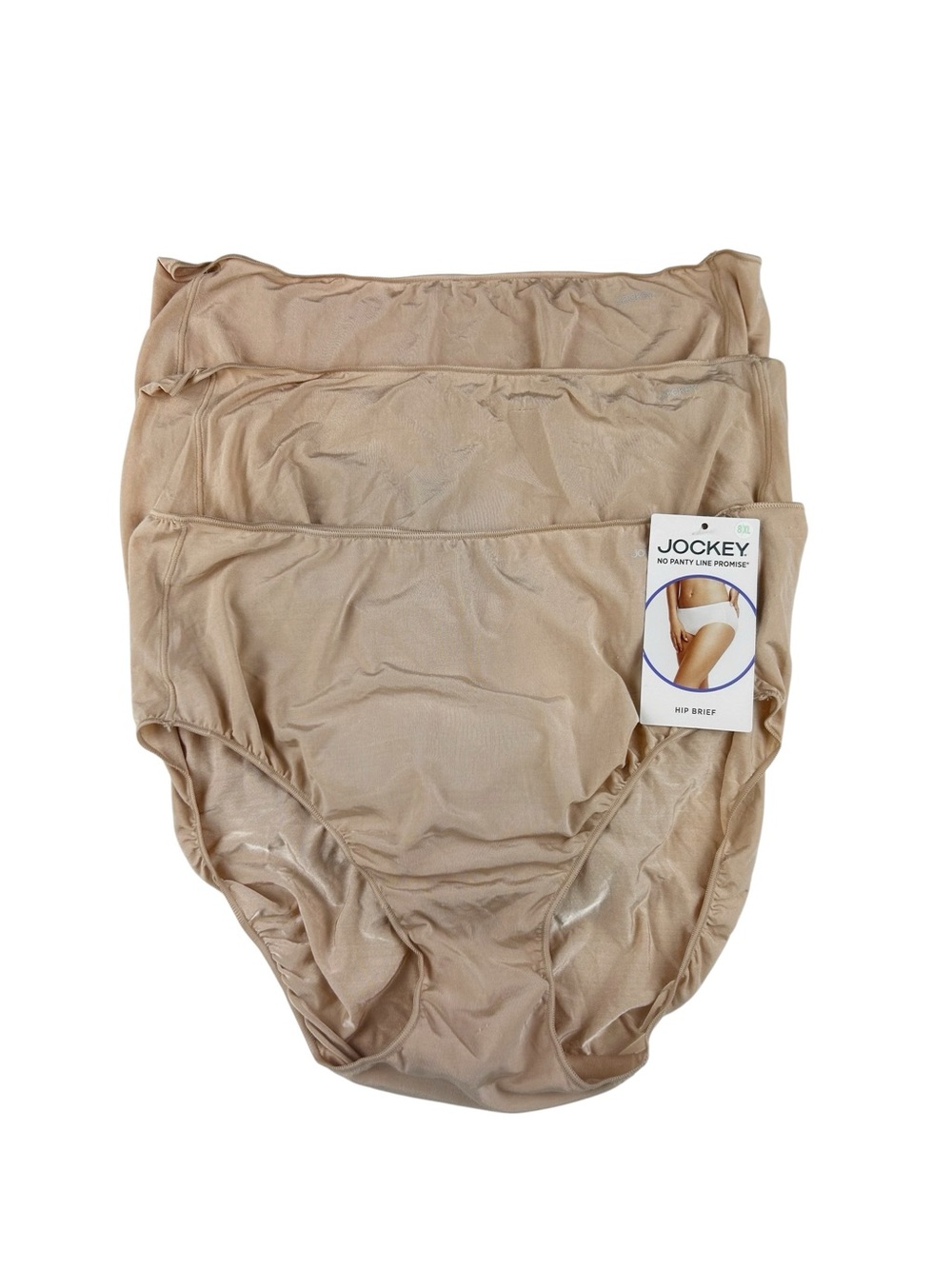 Jockey No Panty Line Promise 3-Pack Hip Brief Panty Set 1772 Size 8 / X-Large